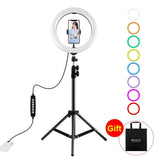 10.2 Rgbw Led Ring Light Kit with 1.1m Tripod & Phone Clamp - Front View