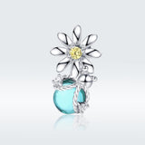 925 Sterling Silver Daisy & Firefly Crystal Bead Bracelet - Side View