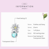 925 Sterling Silver Daisy & Firefly Crystal Bead Bracelet - Rear View