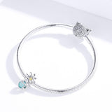 925 Sterling Silver Daisy & Firefly Crystal Bead Bracelet - Low Angle