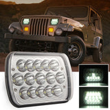 7 Inch 5X7 H4 15W Dc 9 - 30V 1500Lm Ip67 Car Truck Off - Road Vehicle Led Work Lights / Headlight With 15Leds Lamps - Top-Down View