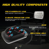 7 Inch 5X7 H4 15W Dc 9 - 30V 1500Lm Ip67 Car Truck Off - Road Vehicle Led Work Lights / Headlight With 15Leds Lamps - 45-Degree Angle