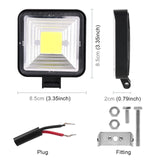 Car Square Work Light With Cob Lamp Beads - Side View