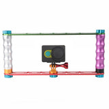 Aluminum Dual Grip Stabilizer for Action Cameras with Jaws Flex Clamp Mount - Front View