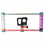 Aluminum Dual Grip Stabilizer for Action Cameras with Jaws Flex Clamp Mount - Rear View