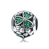 925 Sterling Silver Green Clover Bead For Diy Bracelets