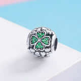 925 Sterling Silver Green Clover Bead For Diy Bracelets - Side View