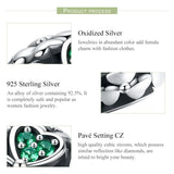 925 Sterling Silver Green Clover Bead For Diy Bracelets - 45-Degree Angle