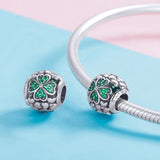 925 Sterling Silver Green Clover Bead For Diy Bracelets - Rear View