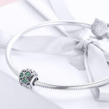 925 Sterling Silver Green Clover Bead For Diy Bracelets - Close-Up Angle