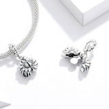 925 Sterling Silver Smiling Sunflower Pendant For Diy Bracelets & Necklaces - Close-Up Angle