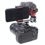 Three-Headed Hot Boot Adapter For Gimbal With Led Mic Mount - Low Angle