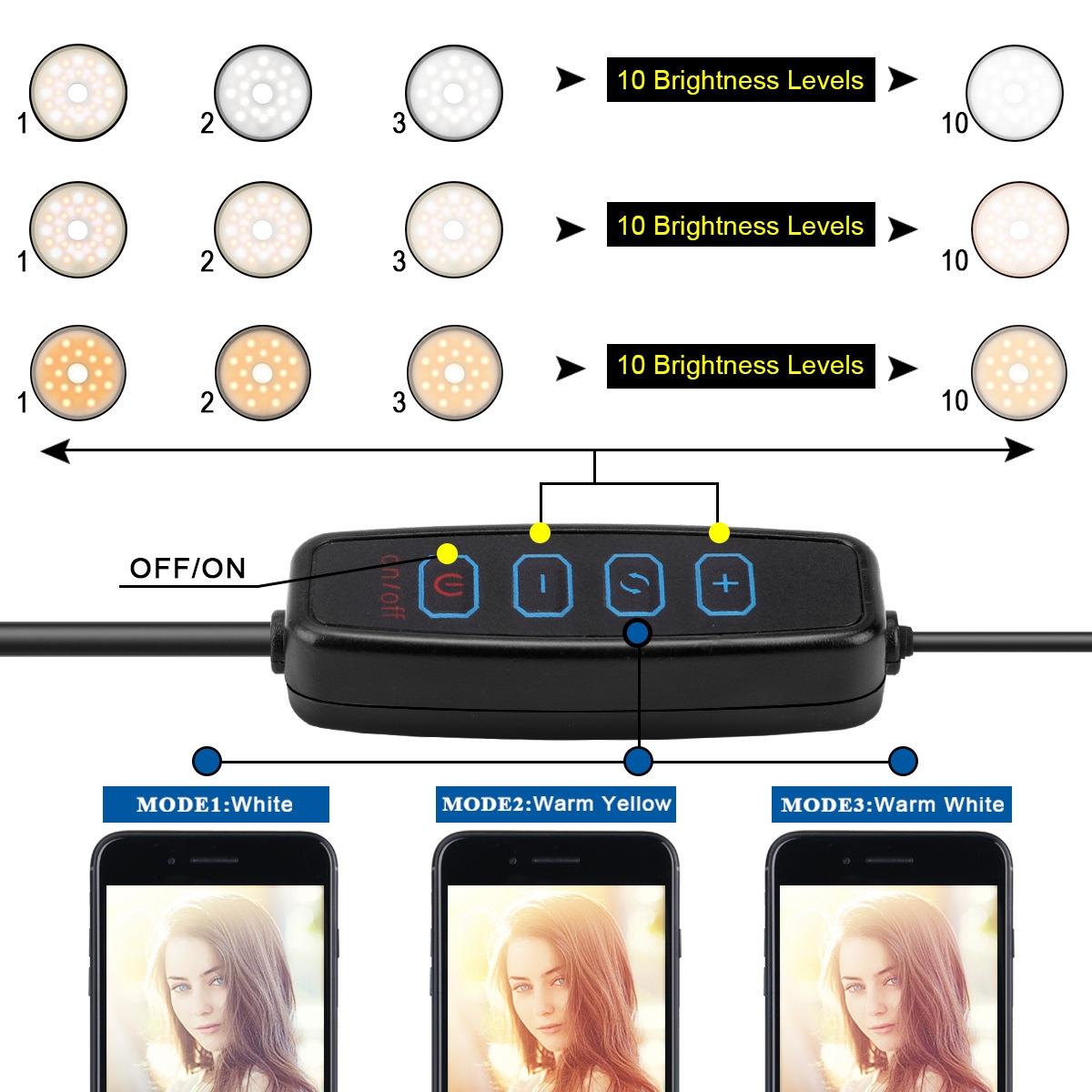 Dimmable Led Ring Lamp with Phone Tripod Stand