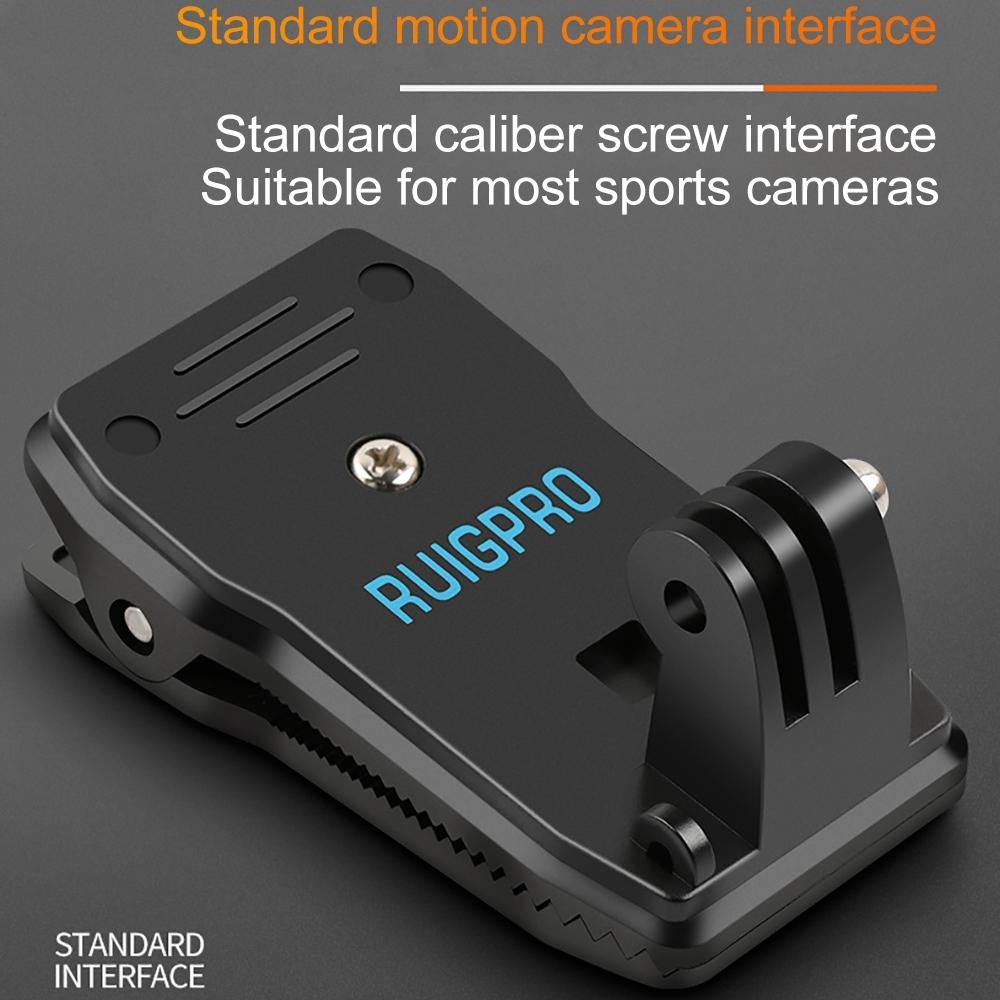 360 Degree Backpack Mount for Gopro Dji and Other Action Cameras - Rotating Clip Clamp