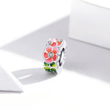 925 Sterling Silver Colorful Flower Beads For Diy Bracelets & Necklaces - Side View