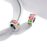 925 Sterling Silver Colorful Flower Beads For Diy Bracelets & Necklaces - Close-Up Angle