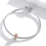 925 Sterling Silver Colorful Flower Beads For Diy Bracelets & Necklaces - Low Angle