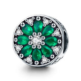 925 Sterling Silver Green Bead Pendant For Diy Bracelet Or Necklace - Front View