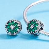 925 Sterling Silver Green Bead Pendant For Diy Bracelet Or Necklace - 45-Degree Angle