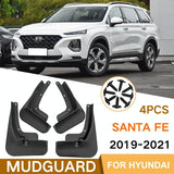 For Hyundai Santa Fe 2019-2021 4Pcs / Set Car Auto Soft Plastic Splash Flaps Fender Guard - Side View