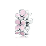 925 Sterling Silver Enamel Flower Charm Bracelet - Front View