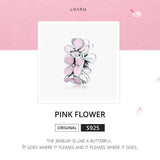 925 Sterling Silver Enamel Flower Charm Bracelet - Top-Down View