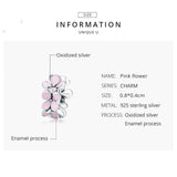 925 Sterling Silver Enamel Flower Charm Bracelet - 45-Degree Angle