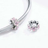 925 Sterling Silver Enamel Flower Charm Bracelet - Rear View