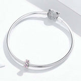 925 Sterling Silver Enamel Flower Charm Bracelet - Close-Up Angle