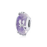925 Sterling Silver Flower Purple Glass Bead Bracelet / Necklace Set - Front View