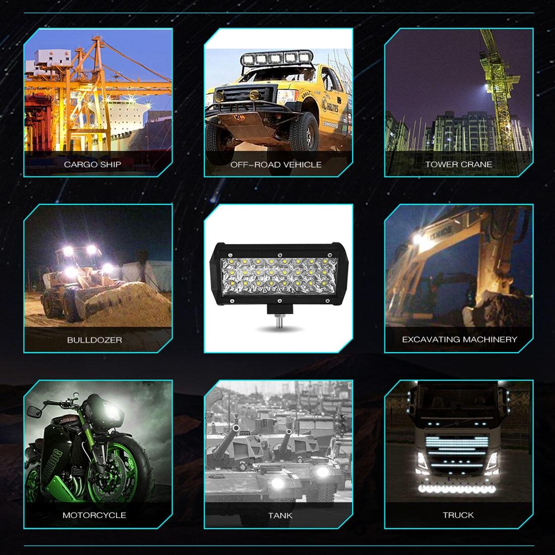 7 Inch 18W 1800Lm 3 Row Led Strip Light Working Refit Off - Road Vehicle Lamp Roof Strip Light