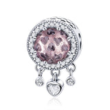 925 Sterling Silver Brilliant Heart Beads For Diy Bracelets & Necklaces - Front View