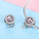 925 Sterling Silver Brilliant Heart Beads For Diy Bracelets & Necklaces - Top-Down View