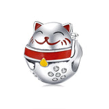 925 Sterling Silver Fortune Cat Beads For Diy Bracelets & Necklaces