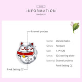 925 Sterling Silver Fortune Cat Beads For Diy Bracelets & Necklaces - Rear View
