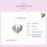 925 Sterling Silver Heart Footprint Beads For Diy Bracelets - Rear View