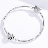 925 Sterling Silver Heart Footprint Beads For Diy Bracelets - Low Angle