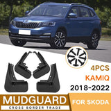 For Skoda Kamiq 2018-2022 4Pcs / Set Car Auto Soft Plastic Splash Flaps Fender Guard - Front View