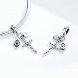 925 Sterling Silver Cross Charm For Diy Bracelets - Top-Down View