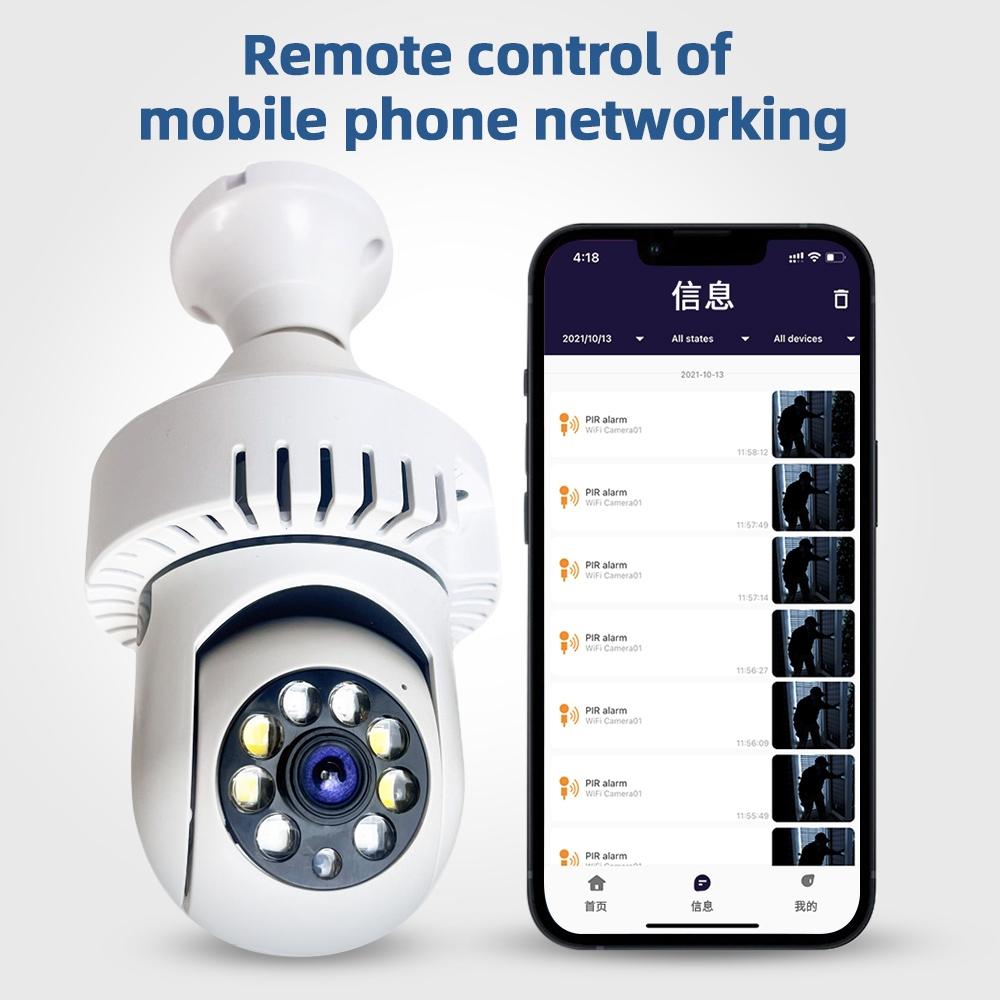 1080P Wifi Camera With Night Vision And Two-Way Voice - Smoke Alarm Bulb