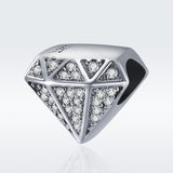 925 Sterling Silver Love Diamond Beads For Diy Bracelet - Side View