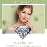 925 Sterling Silver Love Diamond Beads For Diy Bracelet - Top-Down View