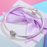 925 Sterling Silver Love Diamond Beads For Diy Bracelet - Close-Up Angle
