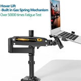 Full Motion Gas Spring Arm for 10-17 Inch Desktop / Laptop - Rear View