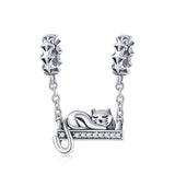 925 Sterling Silver Adorable Cat Pendant Necklace - Front View