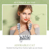 925 Sterling Silver Adorable Cat Pendant Necklace - Top-Down View