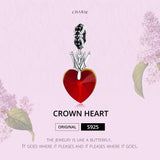 925 Sterling Silver Crown Heart Pendant For Bracelet Or Necklace - Side View
