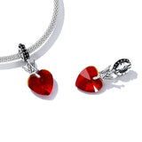 925 Sterling Silver Crown Heart Pendant For Bracelet Or Necklace - Rear View