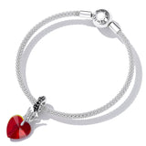 925 Sterling Silver Crown Heart Pendant For Bracelet Or Necklace - Close-Up Angle