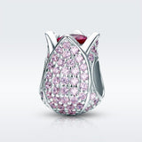 925 Sterling Silver Tulip Bead Bracelet Charm - Front View